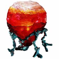 Lampada da Tavolo Mappamondo Rosso Arancio Giallo Ambra - VENINI 01610