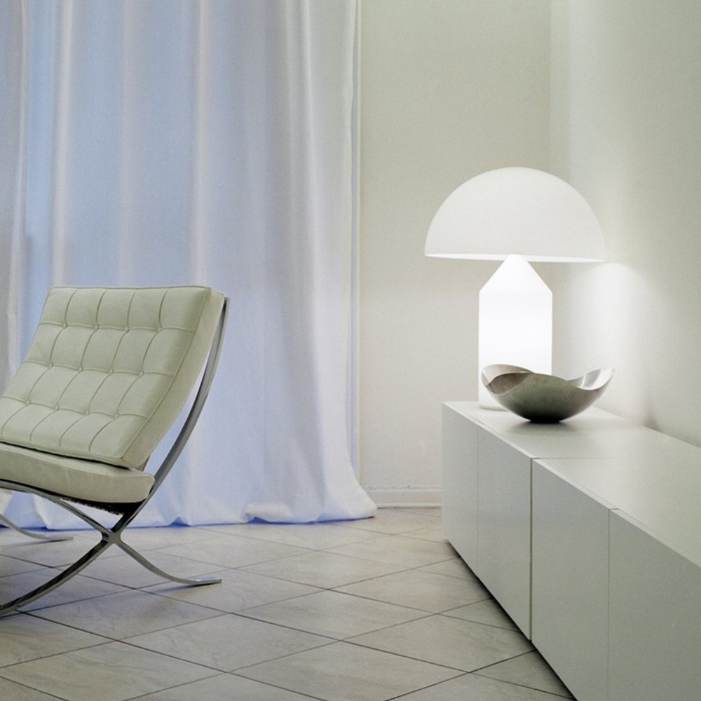 Atollo Media in Vetro Lampada Tavolo Bianco - OLUCE L0237 BI Atollo Media in Vetro Lampada Tavolo Bianco - OLUCE L0237 BI