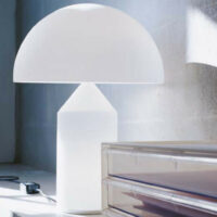 Atollo Media in Vetro Lampada Tavolo Bianco - OLUCE L0237 BI